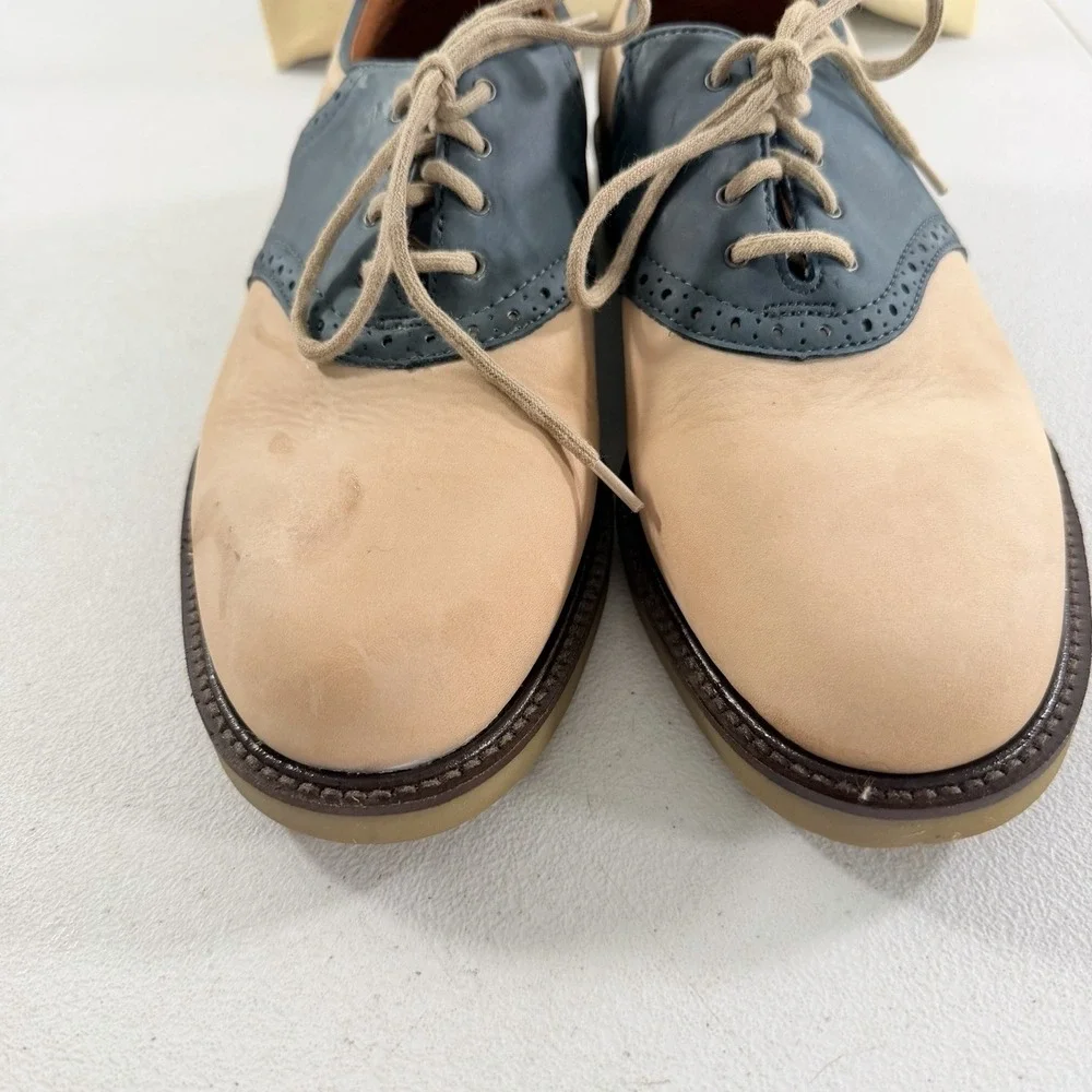 GH Bass Mens Saddle Oxford Suede Bone Multi Montgomery Blue Size 8 M W/ Box